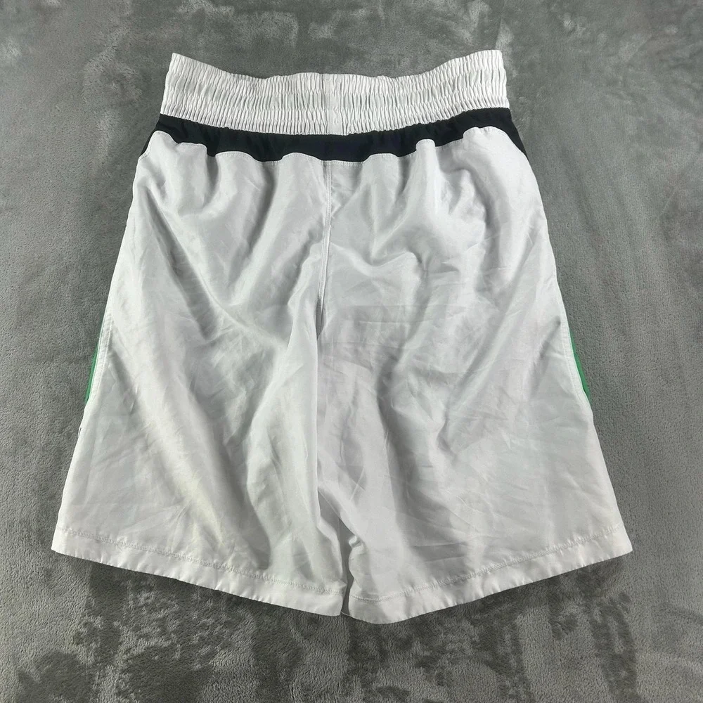 Nike Swim Shorts Mens Large White Green Black Colorblock Mesh Lined Trunks Logo